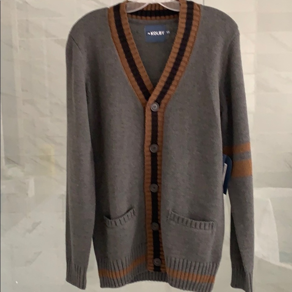 New |  Button Up Athletic Stripe Cardigan